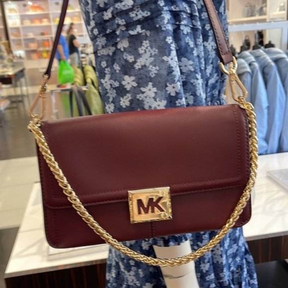 Michael Kors Medium Rose Flap Shoulder Bag in Merlot at Luxe Purses